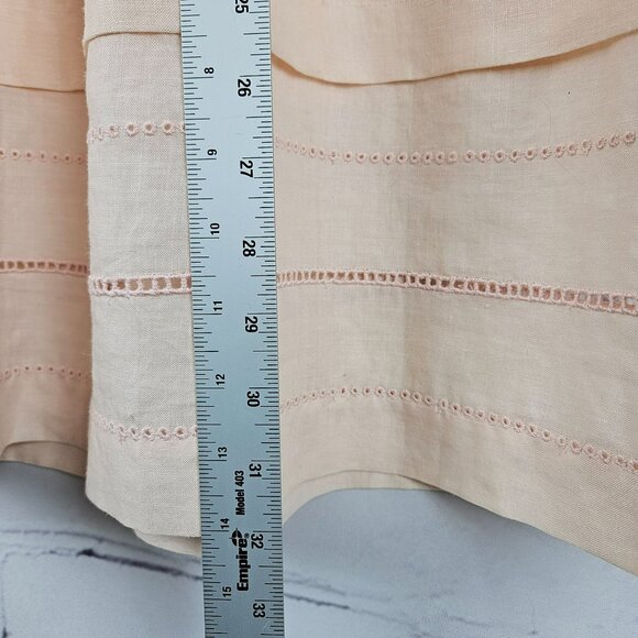 Vintage Prophecy Womens 6 Linen Midi Skirt Peach Boho Pockets Beachy Coastal - Picture 9 of 9